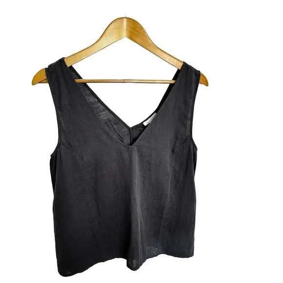 NWT Johnny Was Calme Double Gauze V Neck Drape Tank Top Graphite Gray SZ M - Picture 7 of 11